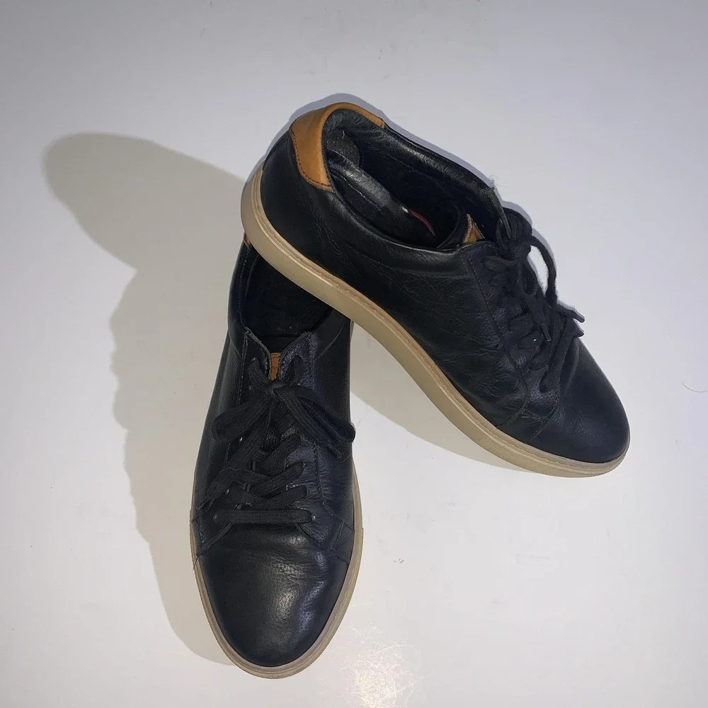 Allen Edmonds Shoes Mens Size 8 Black Leather Sneakers Lace Up Casual Low Top